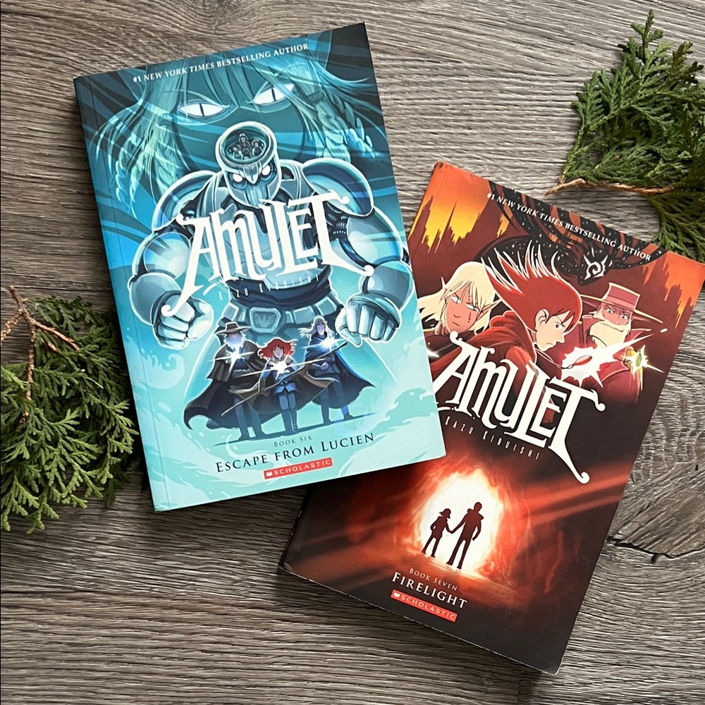 LOT OF 2 graphic novels from the Amulet series by Kazu Kibuishi 2014 ages 8-12